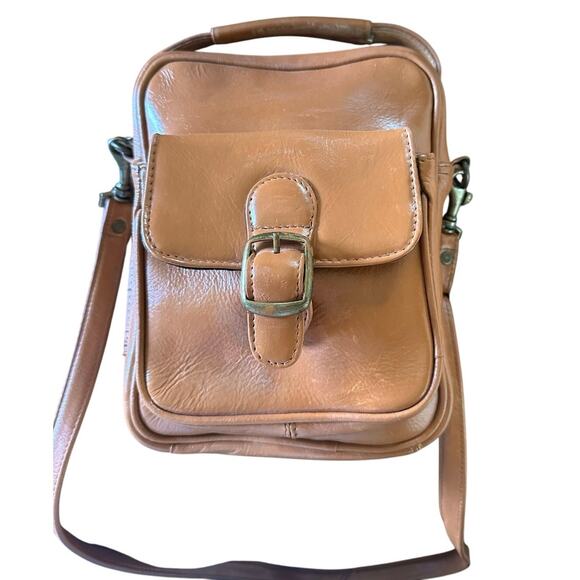 Frye Carmel Brown Genuine Leather Boho Satchel Small Anti Theft  Crossbody Bag - Picture 5 of 15